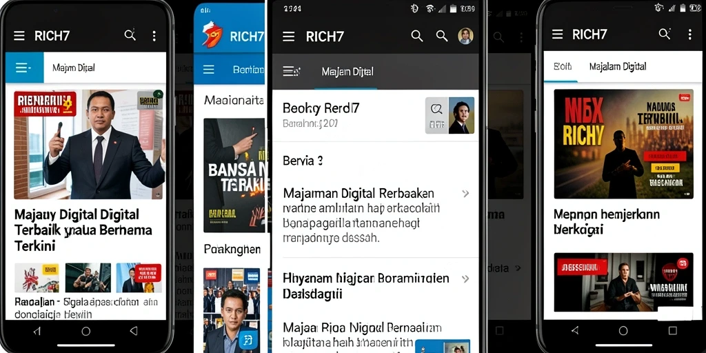 Antarmuka RICH7 menampilkan berita terbaru dan artikel menarik.