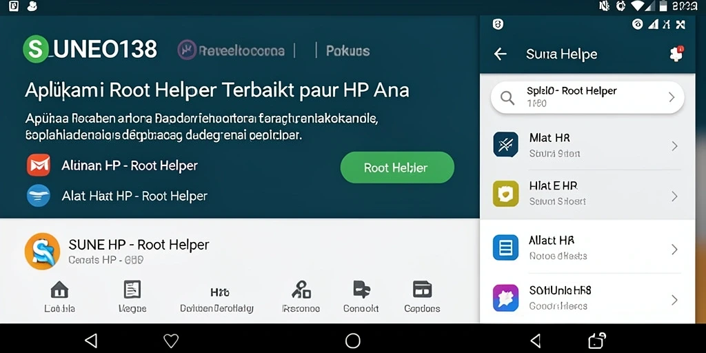 Tampilan antarmuka aplikasi SUNEO138 sebagai Root Helper.